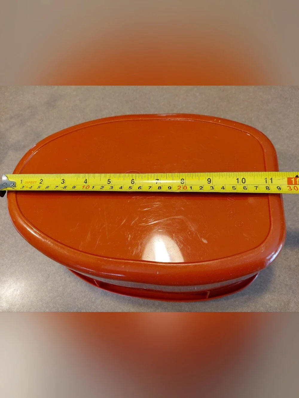 Vtg Tupperware Roast/Ham Keeper~Orange With Lid & Holder ~3 Pcc